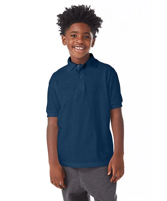 Romantic Data 054Y - Hanes Youth 50/50 EcoSmart® Jersey Knit Polo Shirt | Navy