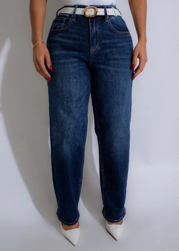Romantic And Fresh Everlast High Rise Cuff Jeans Dark Denim