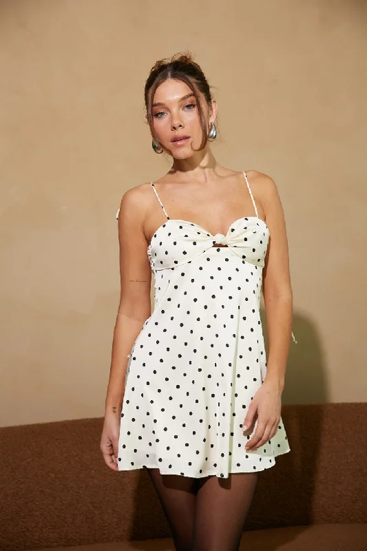Classic Ilona Contrast Polka Dot Twist Front Mini Dress