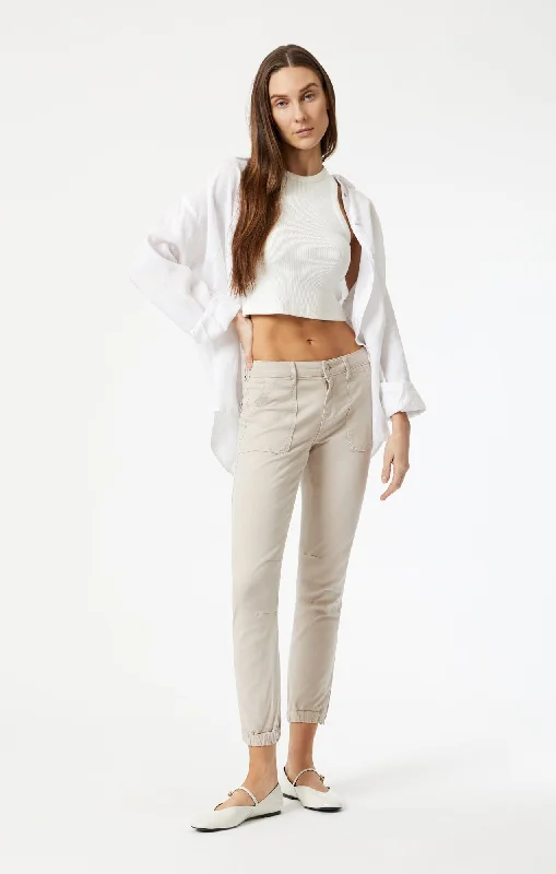 Denim Design IVY SLIM CARGO IN SILVER GREY LUXE TWILL