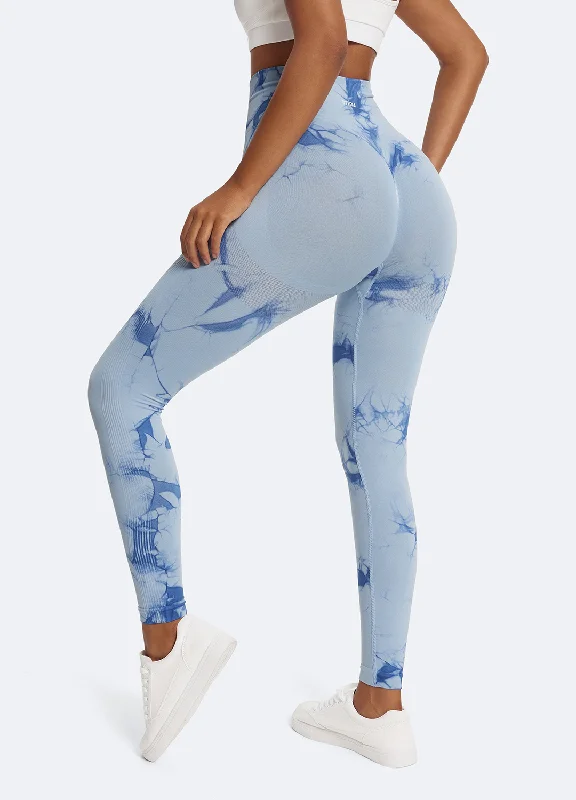 Minimal Style Tie Dye Leggings with Push-Up