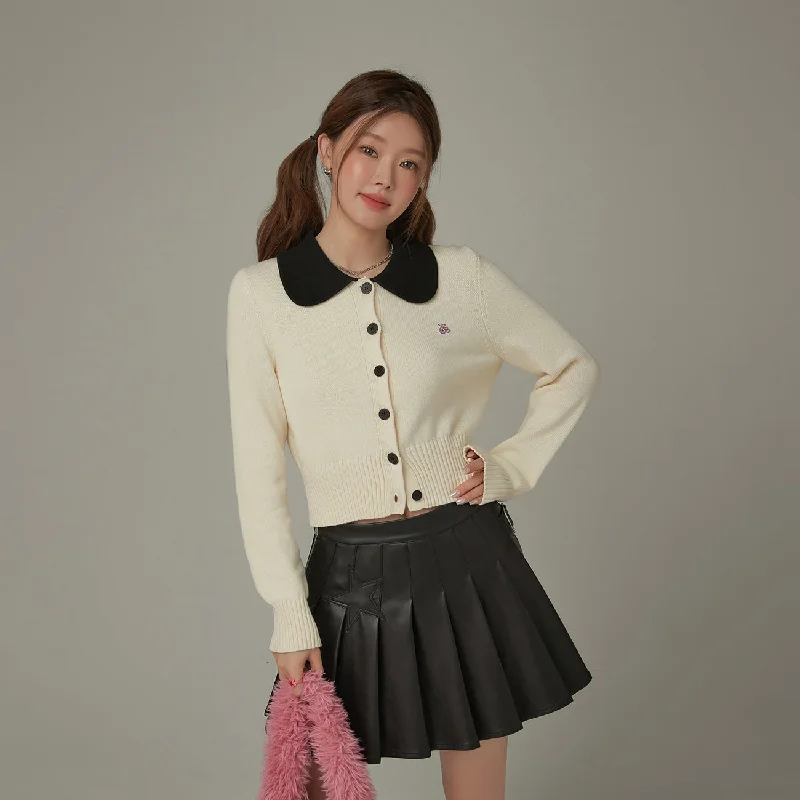 Celebrity Picks Color Collar Knit Cardigan