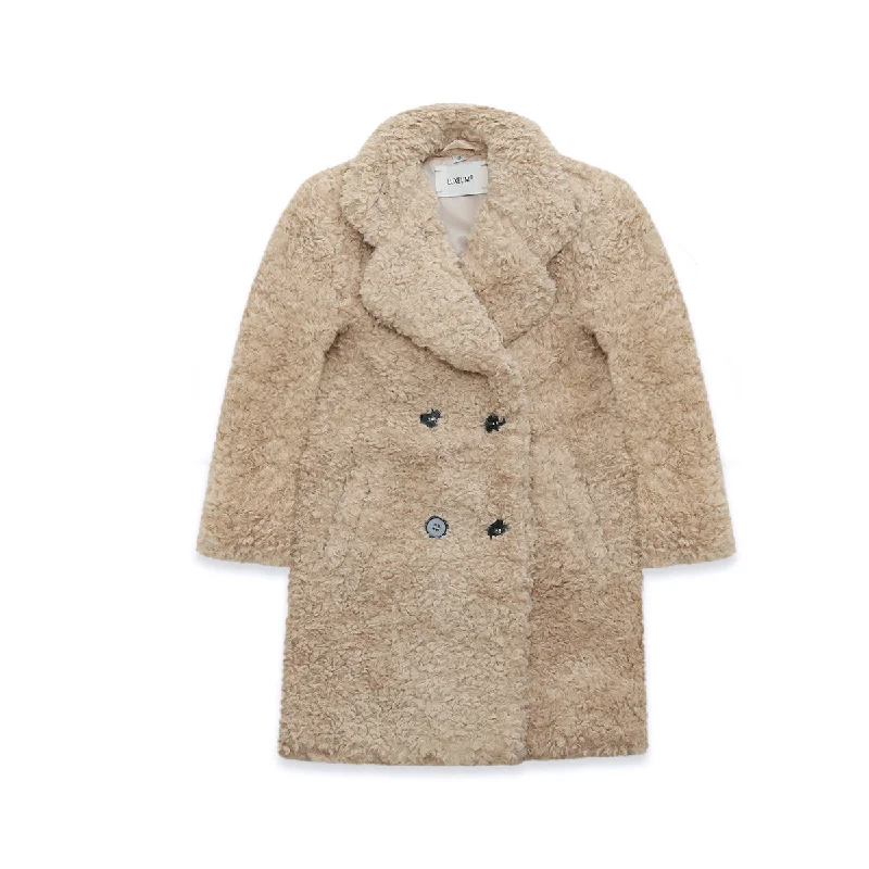 High-waisted pants style Teddy Coat beige