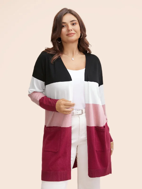 Versatile Wear Supersoft Essentials Colorblock Contrast Pocket Cardigan