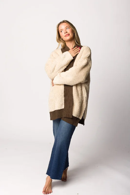 Sophia Cardigan with Contrast Border in Natural