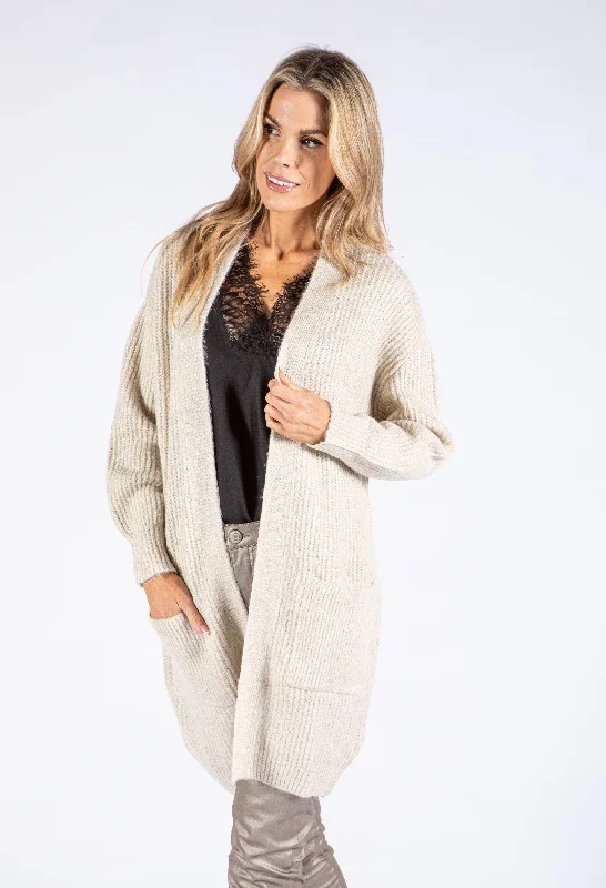 Lurex Knit Longline Cardigan