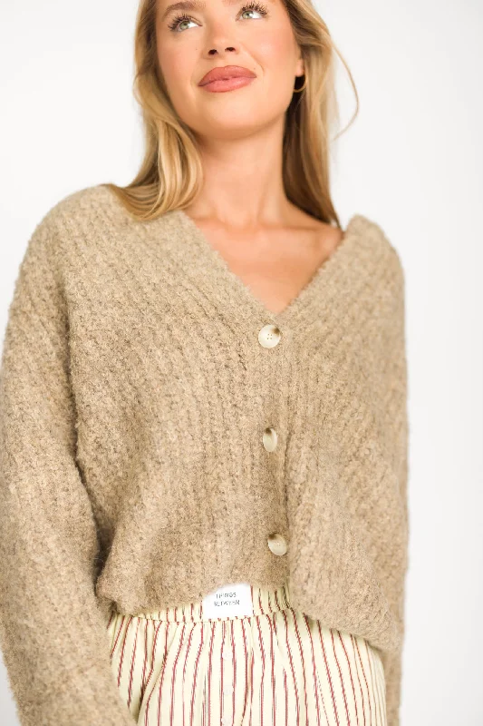 Kimmy Knit Cropped Cardigan in Natural