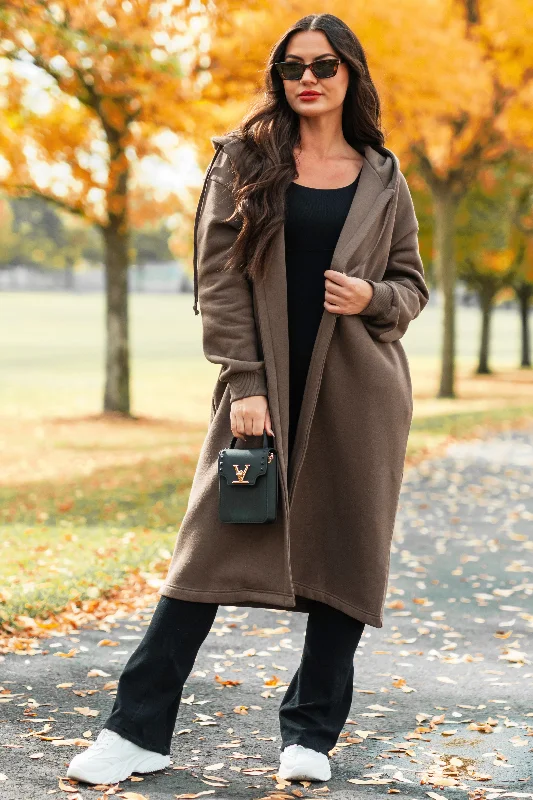 Slumbering Beauty Hooded Longline Cardigan (Brown)