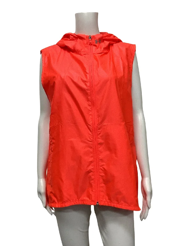 Under Armour Women's Vest Orange Hooded Windbreaker Size: XL/TG