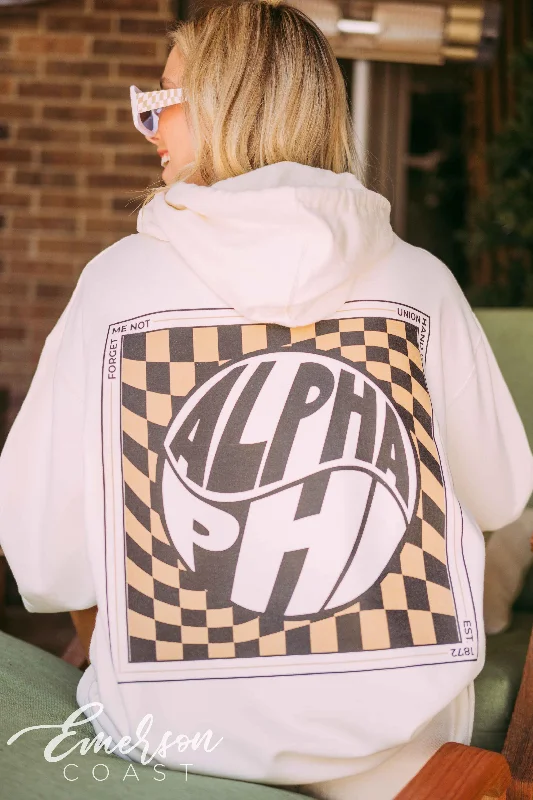 Alpha Phi Trippy Checkered Hoodie