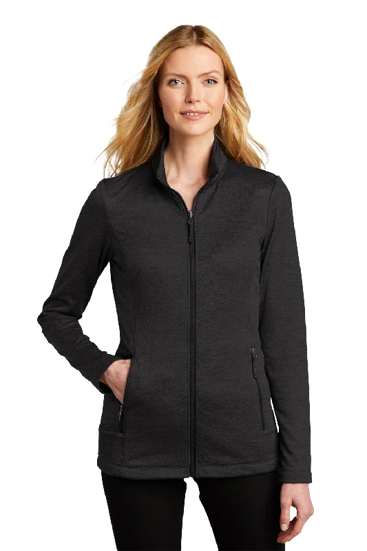 Port Authority Womens Collective Striated Fleece Full Zip Jacket - Heather Deep Black