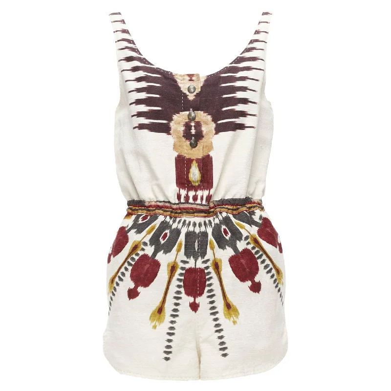 Etro Tribal Aztec Print Scoop Neck Short Romper