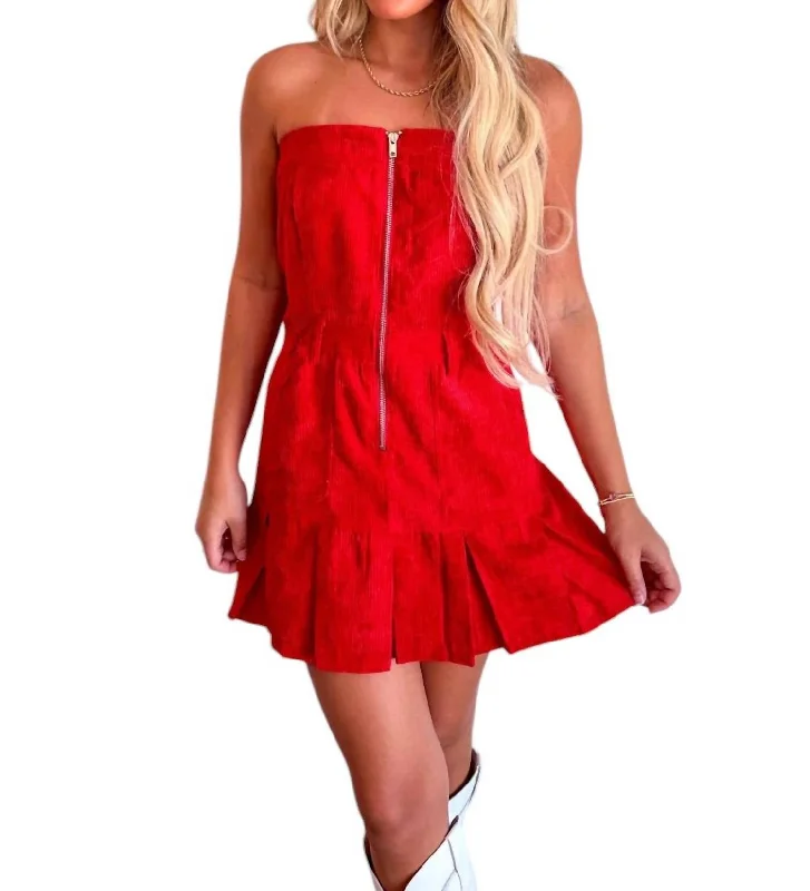 Fall In Love Corduroy Romper In Red