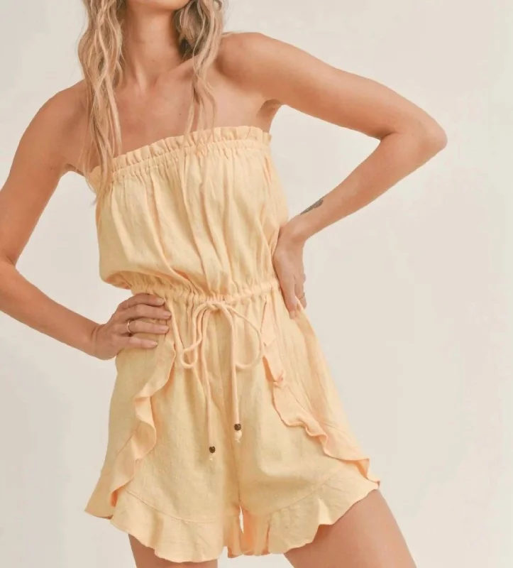 Miss Sunshine Linen Tube Romper In Melon