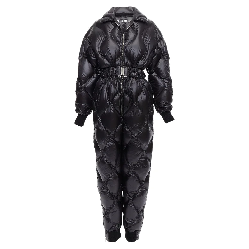 Miu Miu Runway Quilted Goose Down Puffer Belted Jumpsuit