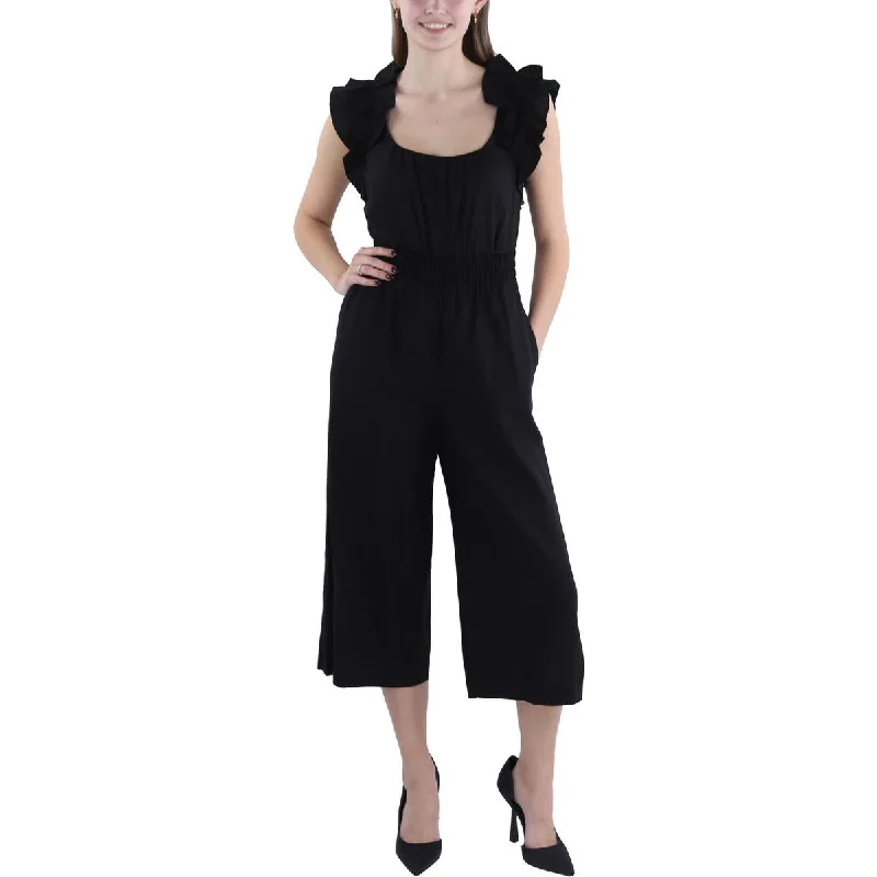 Womens Linen Ruffled Jumpsuit