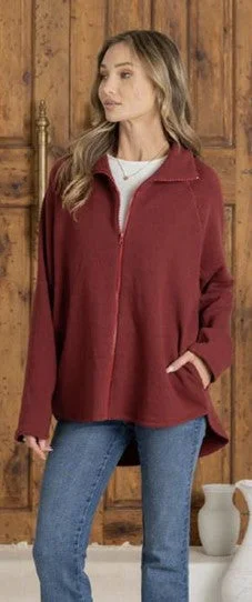 Burgundy Zip Up Shacket - #8400-9405