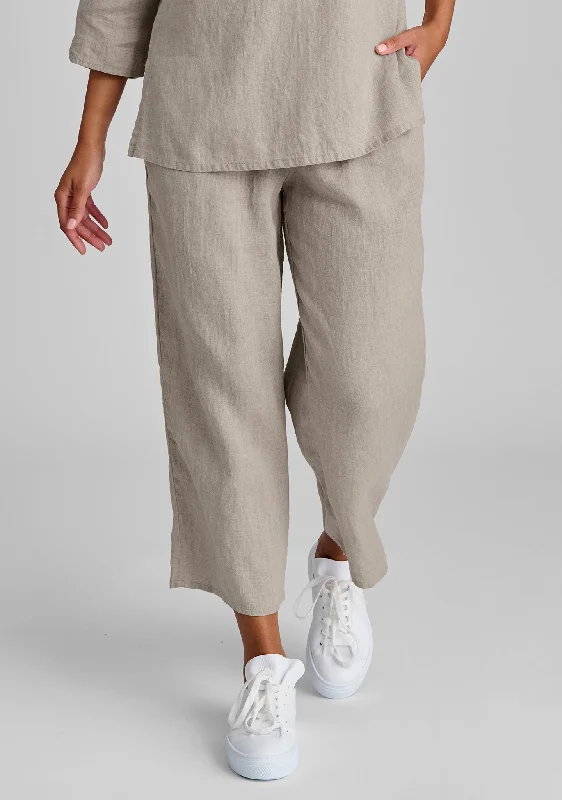 Floods - Linen Pants With Elastic Waist