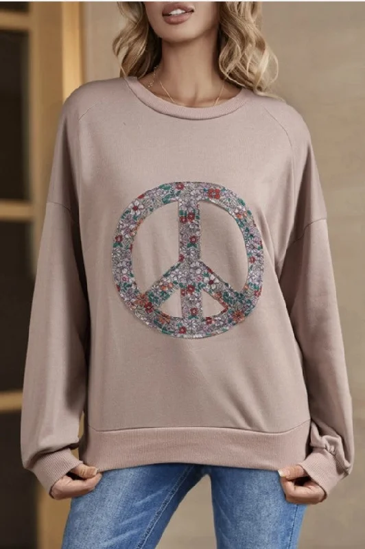 Floral Peace Sign Sweatshirt  - #7998-8001