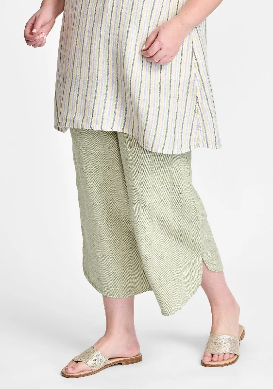 Shirttail Flood - Linen Pants With Elastic Waist - FINAL SALE