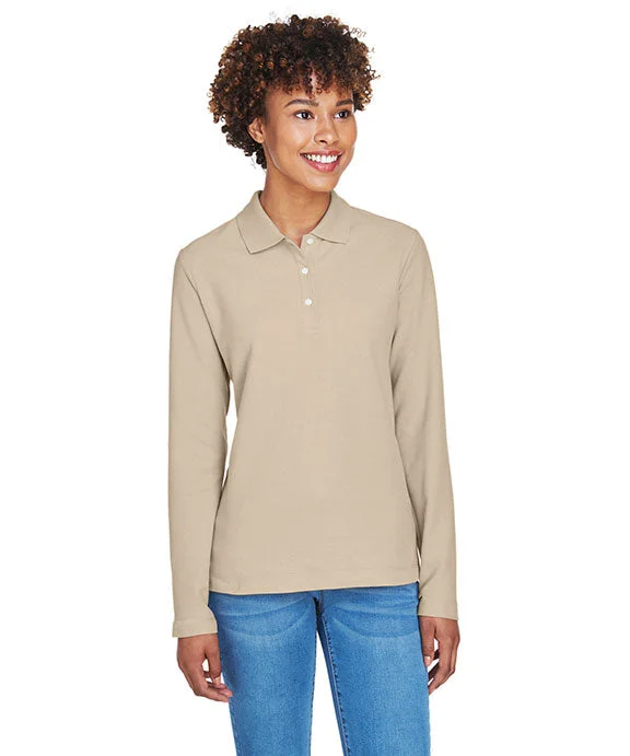 D110W - Devon & Jones Ladies Pima Piqué Long-Sleeve Polo Shirt