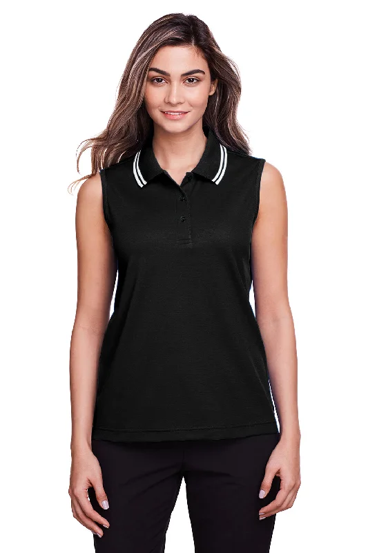 Versatile Wear Devon & Jones Womens CrownLux Performance Moisture Wicking Sleeveless Polo Shirt - Black/White Versatile Wear Devon & Jones Womens CrownLux Performance Moisture Wicking Sleeveless Polo Shirt - Black/White