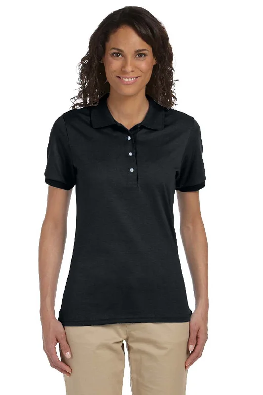 Smart Comfort Jerzees Womens SpotShield Stain Resistant Short Sleeve Polo Shirt - Black Smart Comfort Jerzees Womens SpotShield Stain Resistant Short Sleeve Polo Shirt - Black