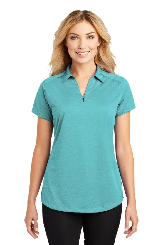 Cozy Chic Port Authority Womens Digi Heather Performance Moisture Wicking Short Sleeve Polo Shirt - Maui Blue Cozy Chic Port Authority Womens Digi Heather Performance Moisture Wicking Short Sleeve Polo Shirt - Maui Blue