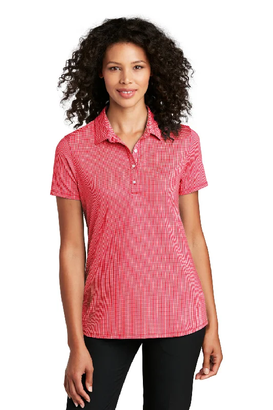 Stylish Comfort Port Authority Womens Gingham Moisture Wicking Short Sleeve Polo Shirt - Rich Red/White Stylish Comfort Port Authority Womens Gingham Moisture Wicking Short Sleeve Polo Shirt - Rich Red/White