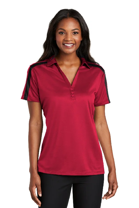 Daily Comfort Port Authority Womens Silk Touch Performance Moisture Wicking Short Sleeve Polo Shirt - Red/Black Daily Comfort Port Authority Womens Silk Touch Performance Moisture Wicking Short Sleeve Polo Shirt - Red/Black