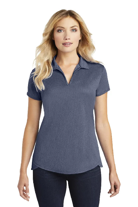 Casual Wear Port Authority Womens Trace Moisture Wicking Short Sleeve Polo Shirt - Heather True Navy Blue Casual Wear Port Authority Womens Trace Moisture Wicking Short Sleeve Polo Shirt - Heather True Navy Blue