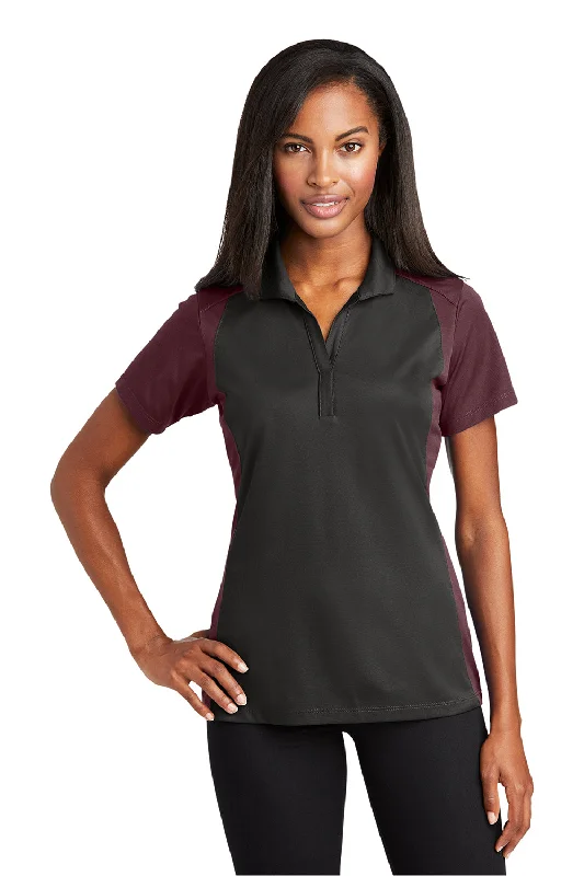 Chic Lounge Sport-Tek Womens Sport-Wick Moisture Wicking Short Sleeve Polo Shirt - Iron Grey/Maroon Chic Lounge Sport-Tek Womens Sport-Wick Moisture Wicking Short Sleeve Polo Shirt - Iron Grey/Maroon