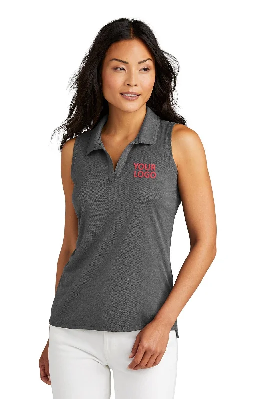 Custom TravisMathew Ladies Coto Performance Sleeveless Polo TM1WX001 Quiet Shade Grey with Black