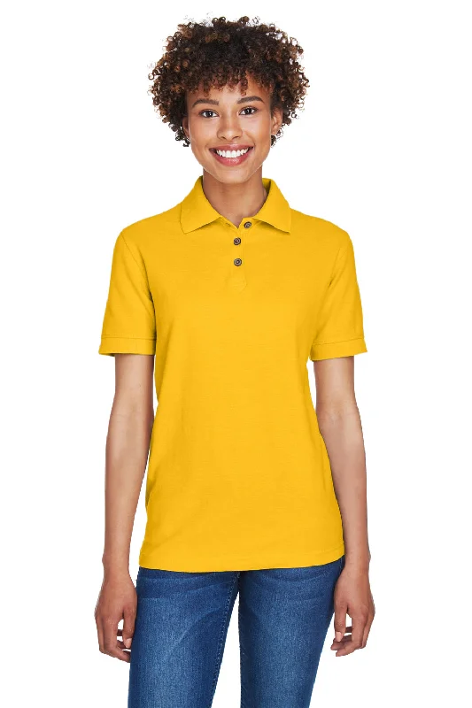 Soft Textures UltraClub Womens Whisper Short Sleeve Polo Shirt - Gold - Closeout